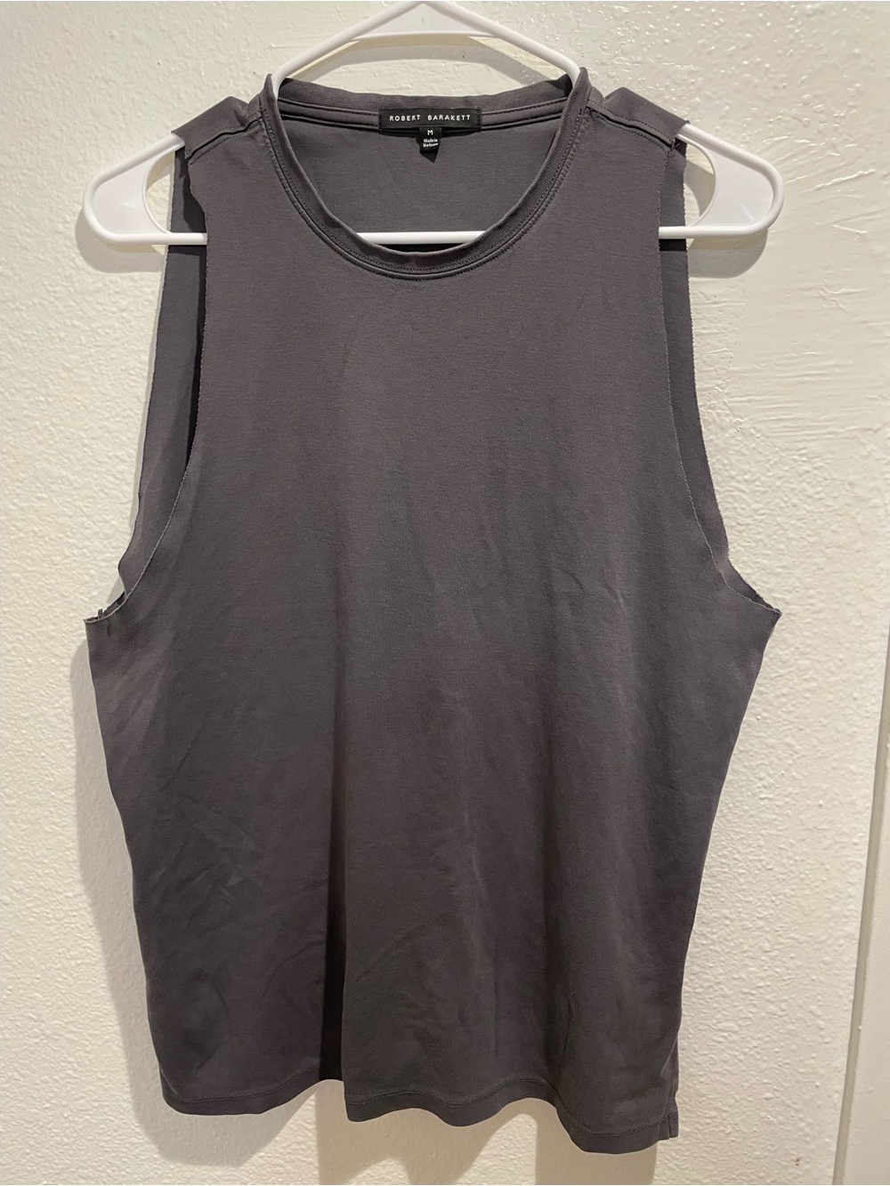 Robert Barakett | Custom Raw-Edge Pima Cotton Tank | Grey M